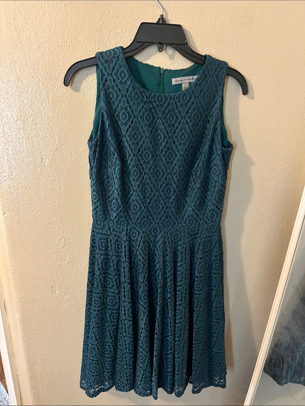Sleeveless Teal Lace Fit & Flare Dress